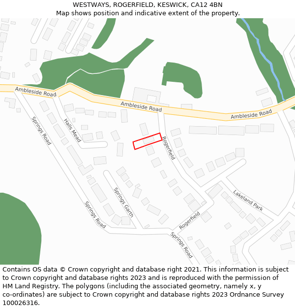 WESTWAYS, ROGERFIELD, KESWICK, CA12 4BN: Location map and indicative extent of plot