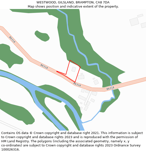 WESTWOOD, GILSLAND, BRAMPTON, CA8 7DA: Location map and indicative extent of plot