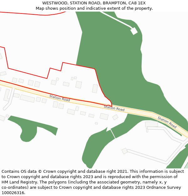 WESTWOOD, STATION ROAD, BRAMPTON, CA8 1EX: Location map and indicative extent of plot