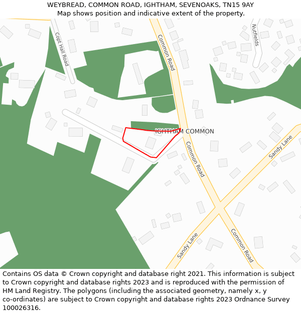 WEYBREAD, COMMON ROAD, IGHTHAM, SEVENOAKS, TN15 9AY: Location map and indicative extent of plot