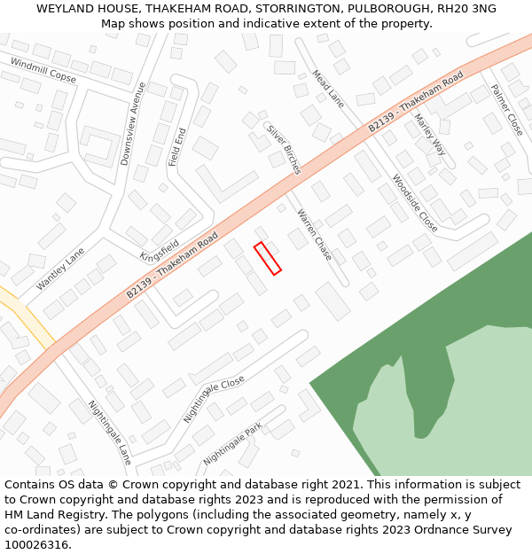 WEYLAND HOUSE, THAKEHAM ROAD, STORRINGTON, PULBOROUGH, RH20 3NG: Location map and indicative extent of plot