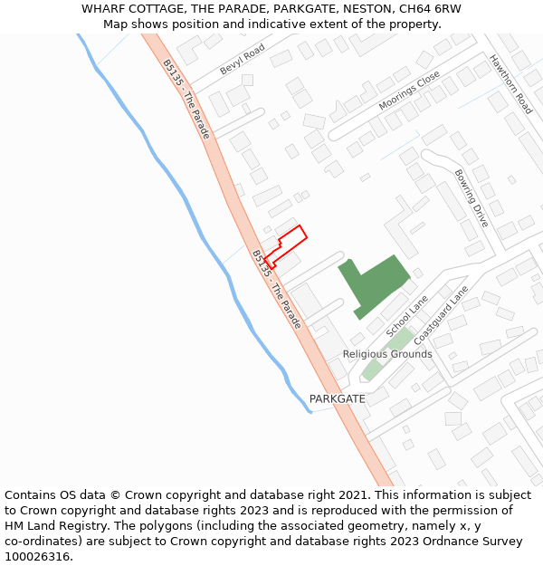 WHARF COTTAGE, THE PARADE, PARKGATE, NESTON, CH64 6RW: Location map and indicative extent of plot