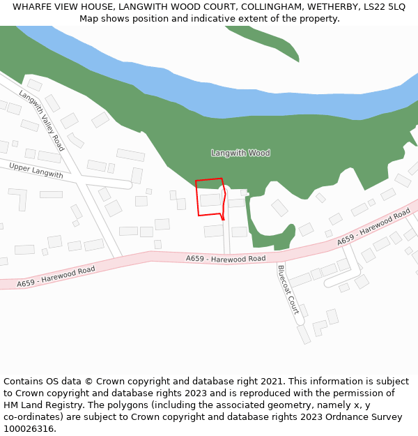 WHARFE VIEW HOUSE, LANGWITH WOOD COURT, COLLINGHAM, WETHERBY, LS22 5LQ: Location map and indicative extent of plot