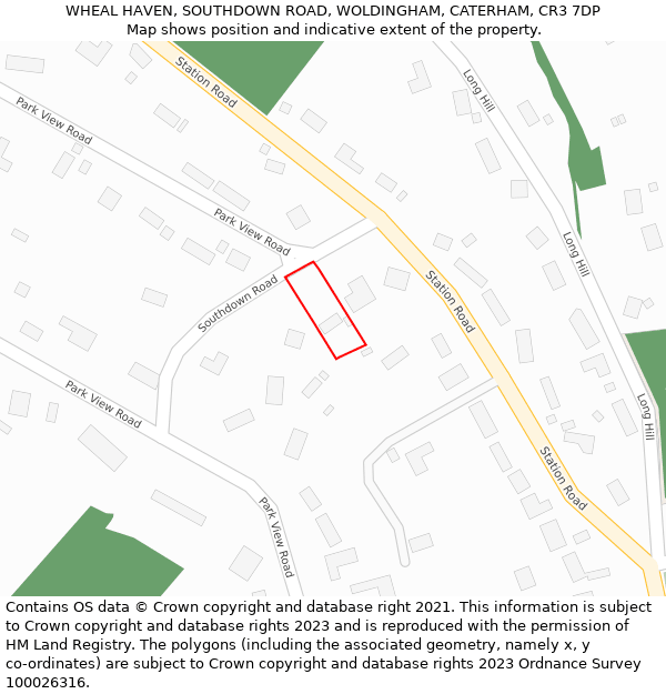 WHEAL HAVEN, SOUTHDOWN ROAD, WOLDINGHAM, CATERHAM, CR3 7DP: Location map and indicative extent of plot