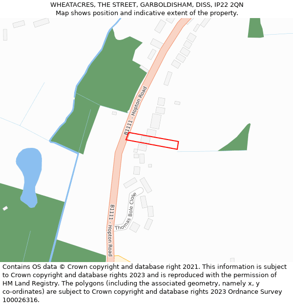 WHEATACRES, THE STREET, GARBOLDISHAM, DISS, IP22 2QN: Location map and indicative extent of plot