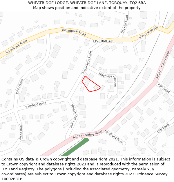WHEATRIDGE LODGE, WHEATRIDGE LANE, TORQUAY, TQ2 6RA: Location map and indicative extent of plot