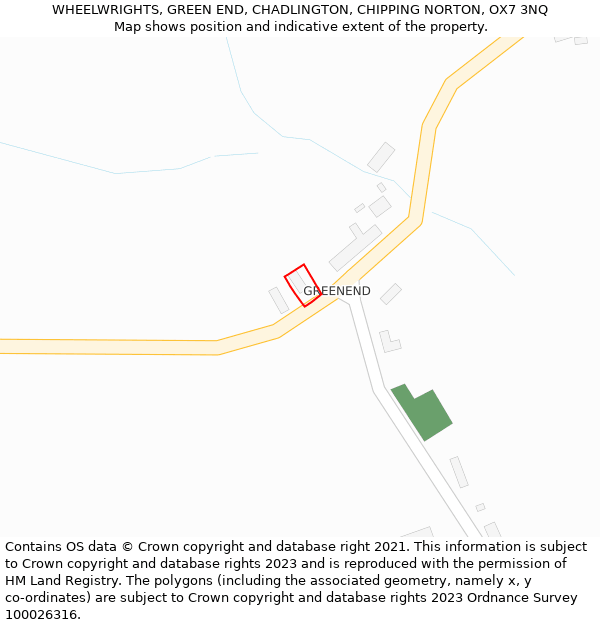 WHEELWRIGHTS, GREEN END, CHADLINGTON, CHIPPING NORTON, OX7 3NQ: Location map and indicative extent of plot