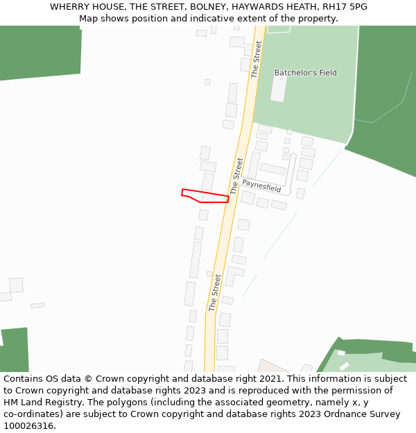 WHERRY HOUSE, THE STREET, BOLNEY, HAYWARDS HEATH, RH17 5PG: Location map and indicative extent of plot