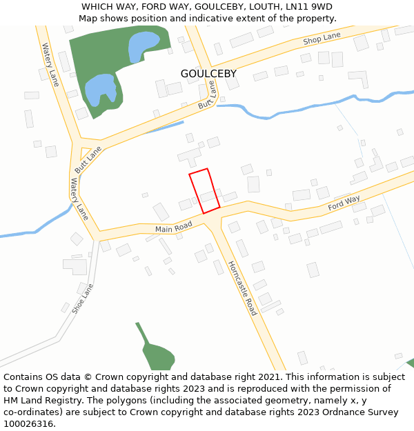 WHICH WAY, FORD WAY, GOULCEBY, LOUTH, LN11 9WD: Location map and indicative extent of plot