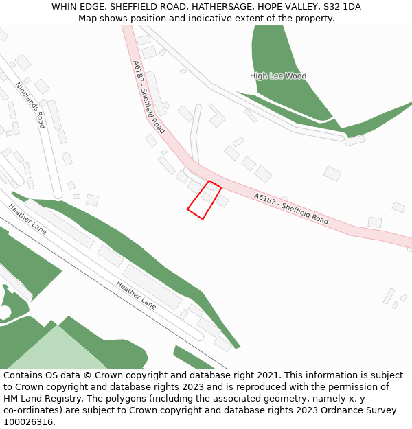 WHIN EDGE, SHEFFIELD ROAD, HATHERSAGE, HOPE VALLEY, S32 1DA: Location map and indicative extent of plot