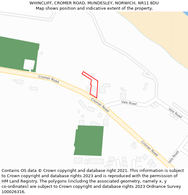 WHINCLIFF, CROMER ROAD, MUNDESLEY, NORWICH, NR11 8DU: Location map and indicative extent of plot