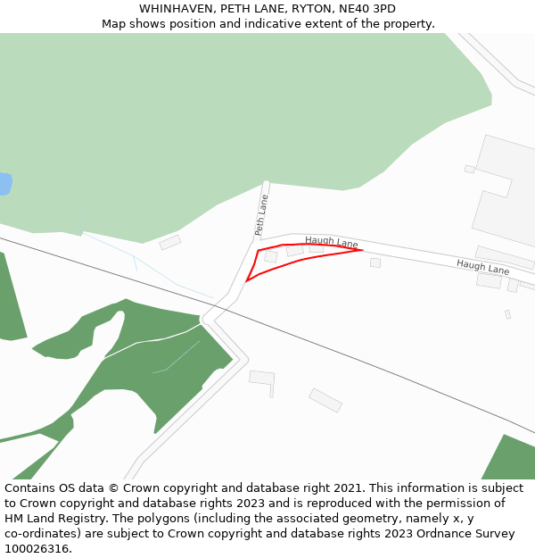 WHINHAVEN, PETH LANE, RYTON, NE40 3PD: Location map and indicative extent of plot