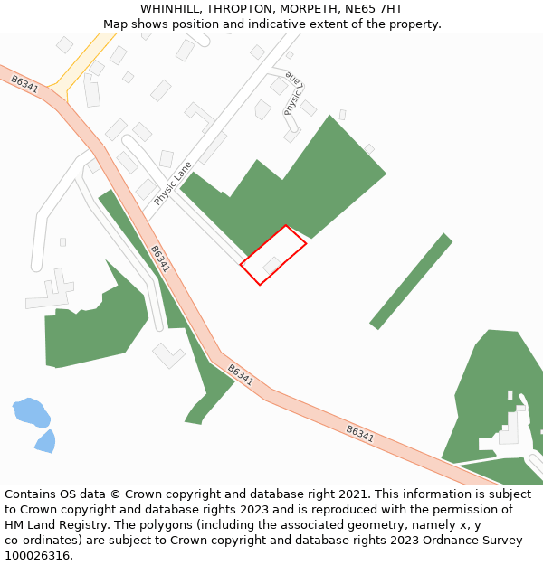 WHINHILL, THROPTON, MORPETH, NE65 7HT: Location map and indicative extent of plot