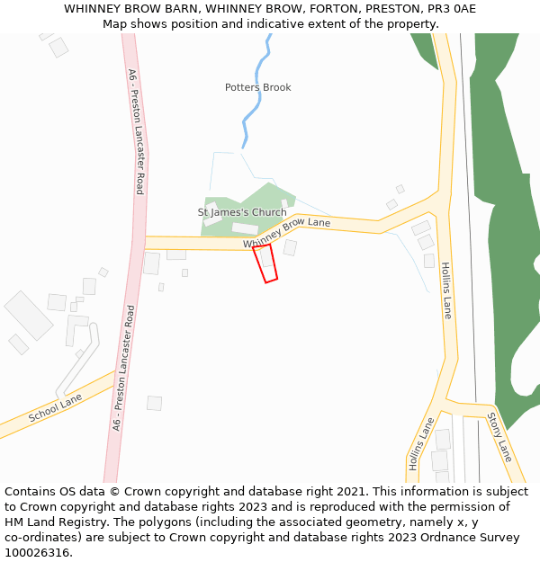 WHINNEY BROW BARN, WHINNEY BROW, FORTON, PRESTON, PR3 0AE: Location map and indicative extent of plot