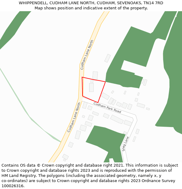 WHIPPENDELL, CUDHAM LANE NORTH, CUDHAM, SEVENOAKS, TN14 7RD: Location map and indicative extent of plot
