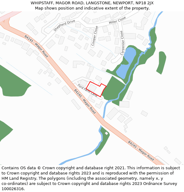 WHIPSTAFF, MAGOR ROAD, LANGSTONE, NEWPORT, NP18 2JX: Location map and indicative extent of plot