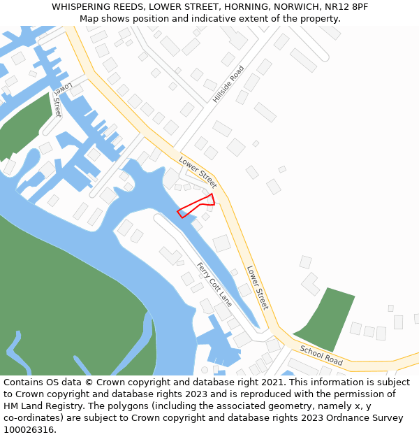 WHISPERING REEDS, LOWER STREET, HORNING, NORWICH, NR12 8PF: Location map and indicative extent of plot