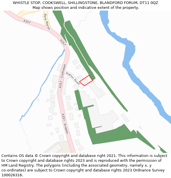 WHISTLE STOP, COOKSWELL, SHILLINGSTONE, BLANDFORD FORUM, DT11 0QZ: Location map and indicative extent of plot