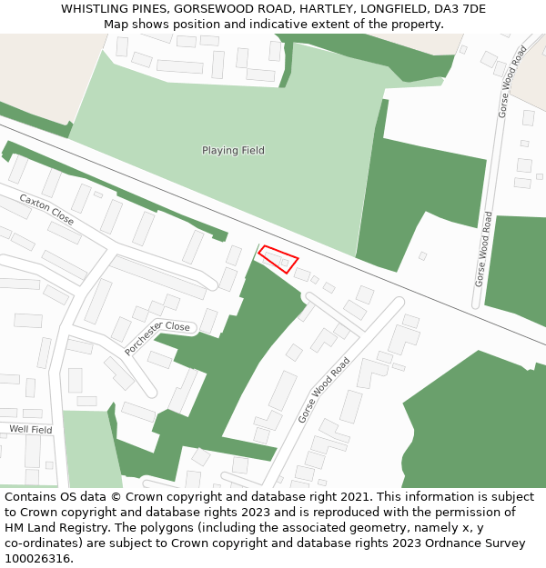 WHISTLING PINES, GORSEWOOD ROAD, HARTLEY, LONGFIELD, DA3 7DE: Location map and indicative extent of plot