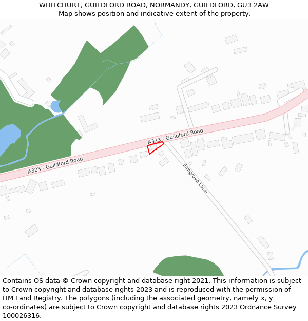 WHITCHURT, GUILDFORD ROAD, NORMANDY, GUILDFORD, GU3 2AW: Location map and indicative extent of plot