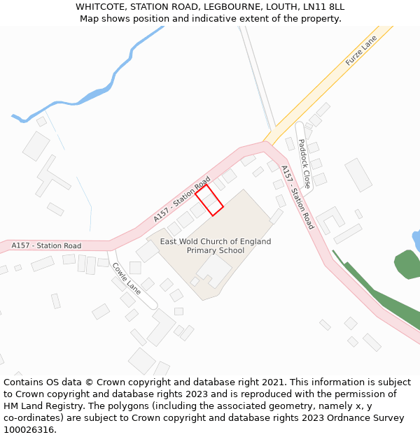 WHITCOTE, STATION ROAD, LEGBOURNE, LOUTH, LN11 8LL: Location map and indicative extent of plot