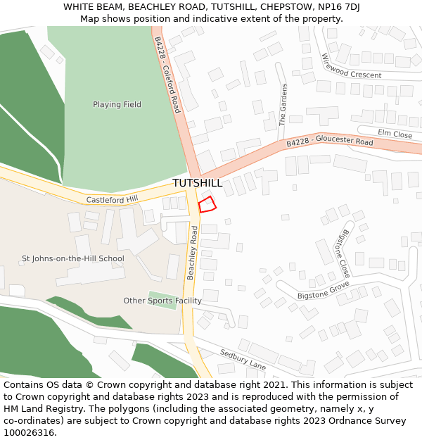 WHITE BEAM, BEACHLEY ROAD, TUTSHILL, CHEPSTOW, NP16 7DJ: Location map and indicative extent of plot