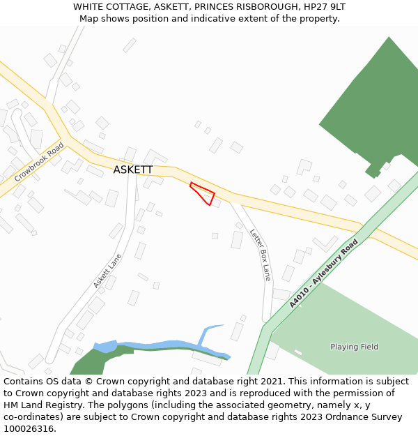 WHITE COTTAGE, ASKETT, PRINCES RISBOROUGH, HP27 9LT: Location map and indicative extent of plot