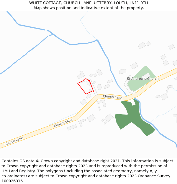 WHITE COTTAGE, CHURCH LANE, UTTERBY, LOUTH, LN11 0TH: Location map and indicative extent of plot