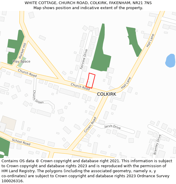 WHITE COTTAGE, CHURCH ROAD, COLKIRK, FAKENHAM, NR21 7NS: Location map and indicative extent of plot