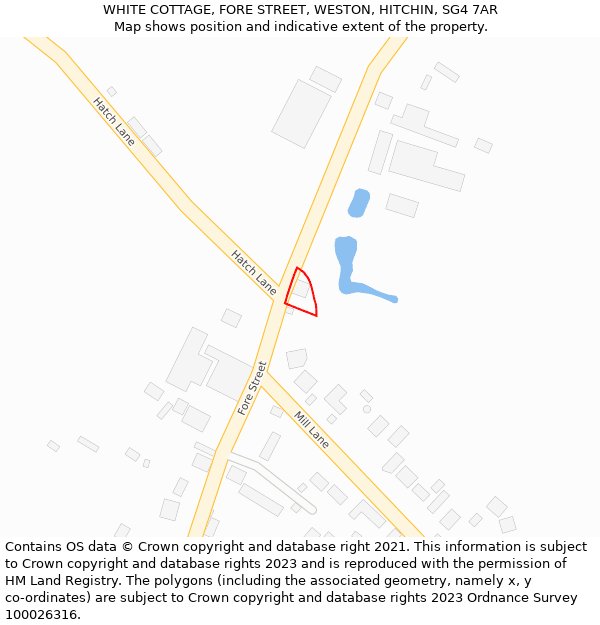 WHITE COTTAGE, FORE STREET, WESTON, HITCHIN, SG4 7AR: Location map and indicative extent of plot