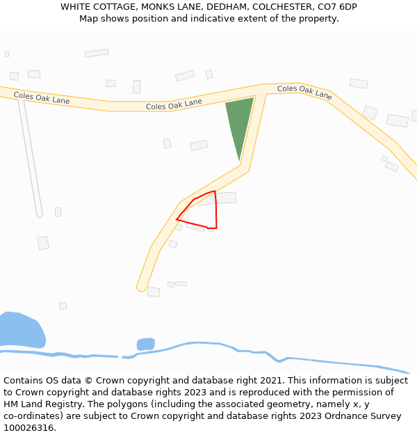 WHITE COTTAGE, MONKS LANE, DEDHAM, COLCHESTER, CO7 6DP: Location map and indicative extent of plot