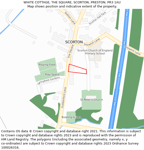 WHITE COTTAGE, THE SQUARE, SCORTON, PRESTON, PR3 1AU: Location map and indicative extent of plot