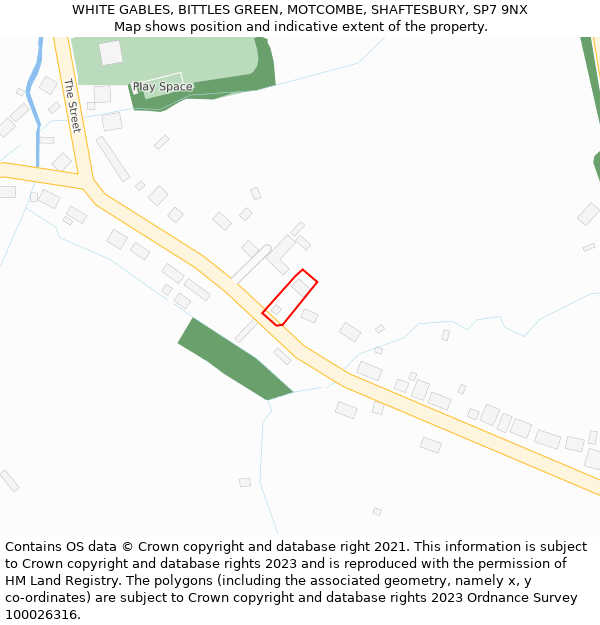 WHITE GABLES, BITTLES GREEN, MOTCOMBE, SHAFTESBURY, SP7 9NX: Location map and indicative extent of plot