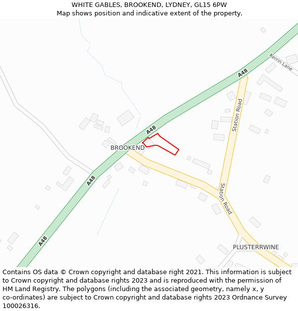 WHITE GABLES, BROOKEND, LYDNEY, GL15 6PW: Location map and indicative extent of plot