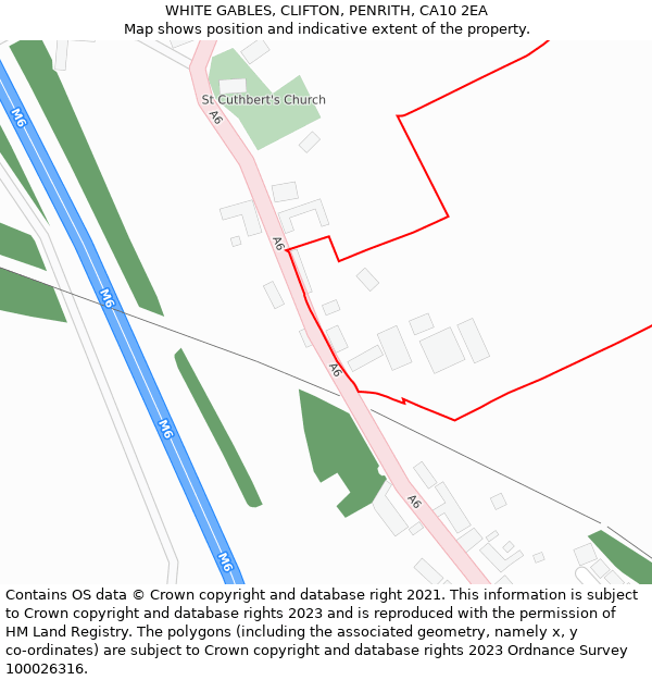WHITE GABLES, CLIFTON, PENRITH, CA10 2EA: Location map and indicative extent of plot