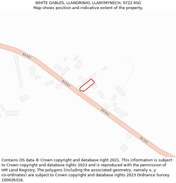 WHITE GABLES, LLANDRINIO, LLANYMYNECH, SY22 6SG: Location map and indicative extent of plot