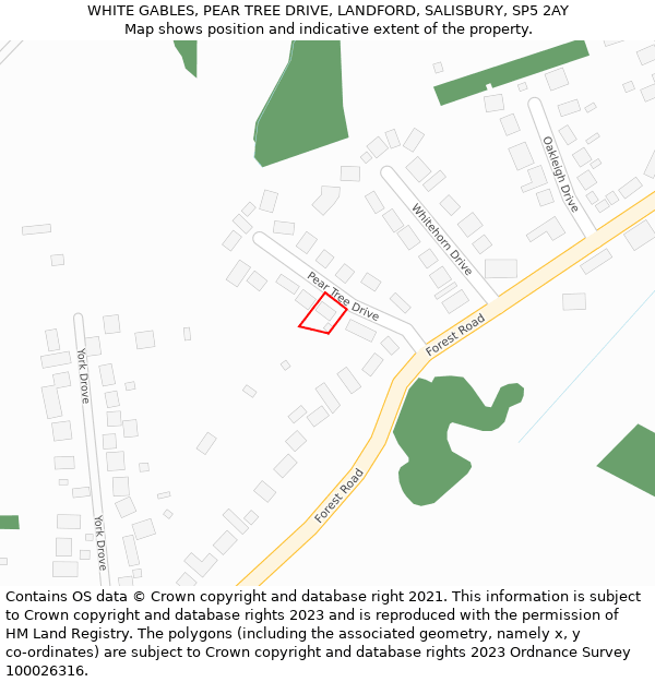 WHITE GABLES, PEAR TREE DRIVE, LANDFORD, SALISBURY, SP5 2AY: Location map and indicative extent of plot