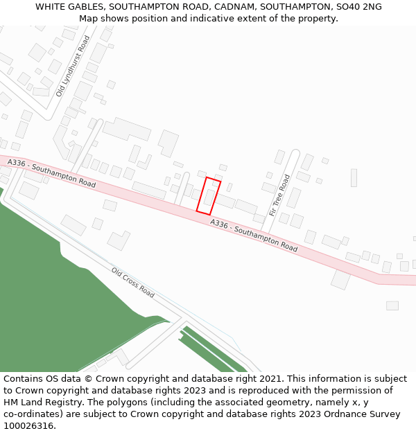 WHITE GABLES, SOUTHAMPTON ROAD, CADNAM, SOUTHAMPTON, SO40 2NG: Location map and indicative extent of plot