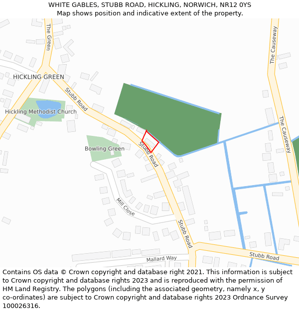 WHITE GABLES, STUBB ROAD, HICKLING, NORWICH, NR12 0YS: Location map and indicative extent of plot