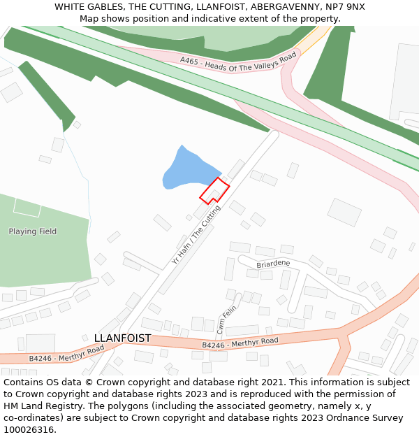 WHITE GABLES, THE CUTTING, LLANFOIST, ABERGAVENNY, NP7 9NX: Location map and indicative extent of plot