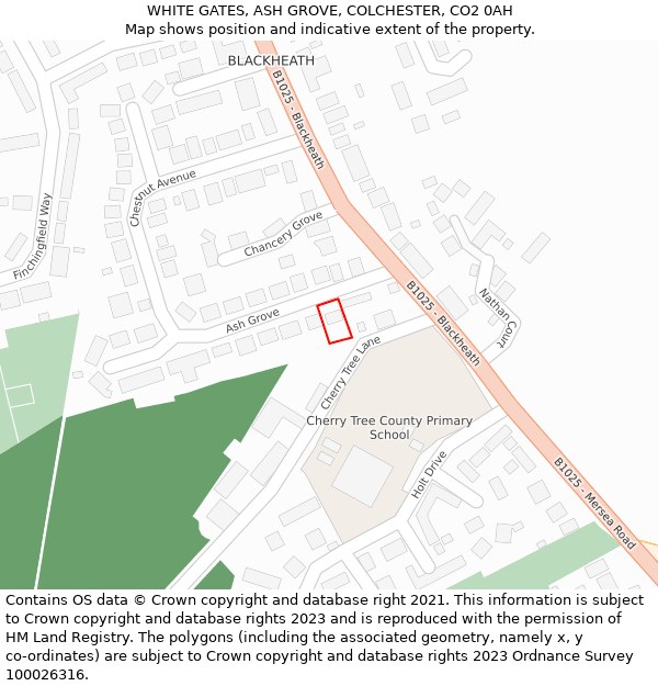 WHITE GATES, ASH GROVE, COLCHESTER, CO2 0AH: Location map and indicative extent of plot