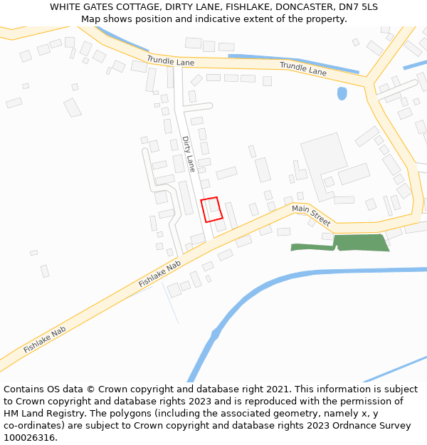 WHITE GATES COTTAGE, DIRTY LANE, FISHLAKE, DONCASTER, DN7 5LS: Location map and indicative extent of plot