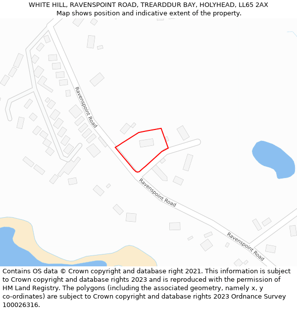 WHITE HILL, RAVENSPOINT ROAD, TREARDDUR BAY, HOLYHEAD, LL65 2AX: Location map and indicative extent of plot