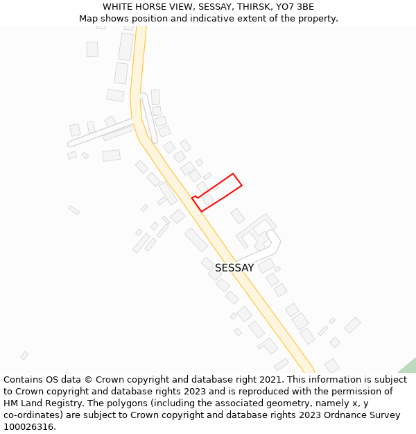 WHITE HORSE VIEW, SESSAY, THIRSK, YO7 3BE: Location map and indicative extent of plot