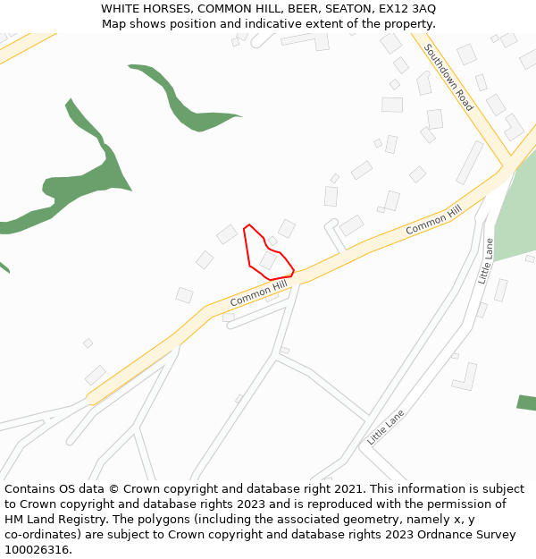 WHITE HORSES, COMMON HILL, BEER, SEATON, EX12 3AQ: Location map and indicative extent of plot
