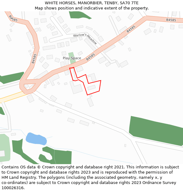 WHITE HORSES, MANORBIER, TENBY, SA70 7TE: Location map and indicative extent of plot