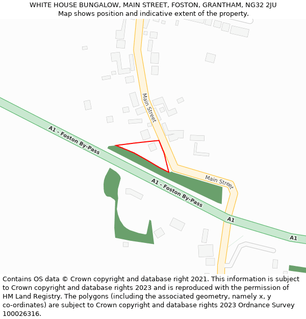 WHITE HOUSE BUNGALOW, MAIN STREET, FOSTON, GRANTHAM, NG32 2JU: Location map and indicative extent of plot