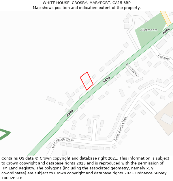 WHITE HOUSE, CROSBY, MARYPORT, CA15 6RP: Location map and indicative extent of plot