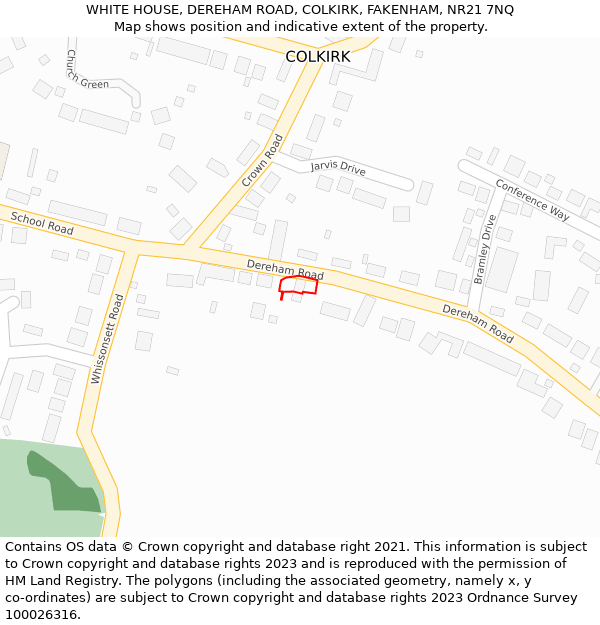 WHITE HOUSE, DEREHAM ROAD, COLKIRK, FAKENHAM, NR21 7NQ: Location map and indicative extent of plot