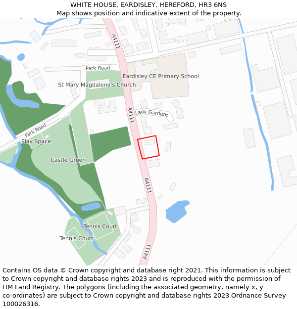 WHITE HOUSE, EARDISLEY, HEREFORD, HR3 6NS: Location map and indicative extent of plot